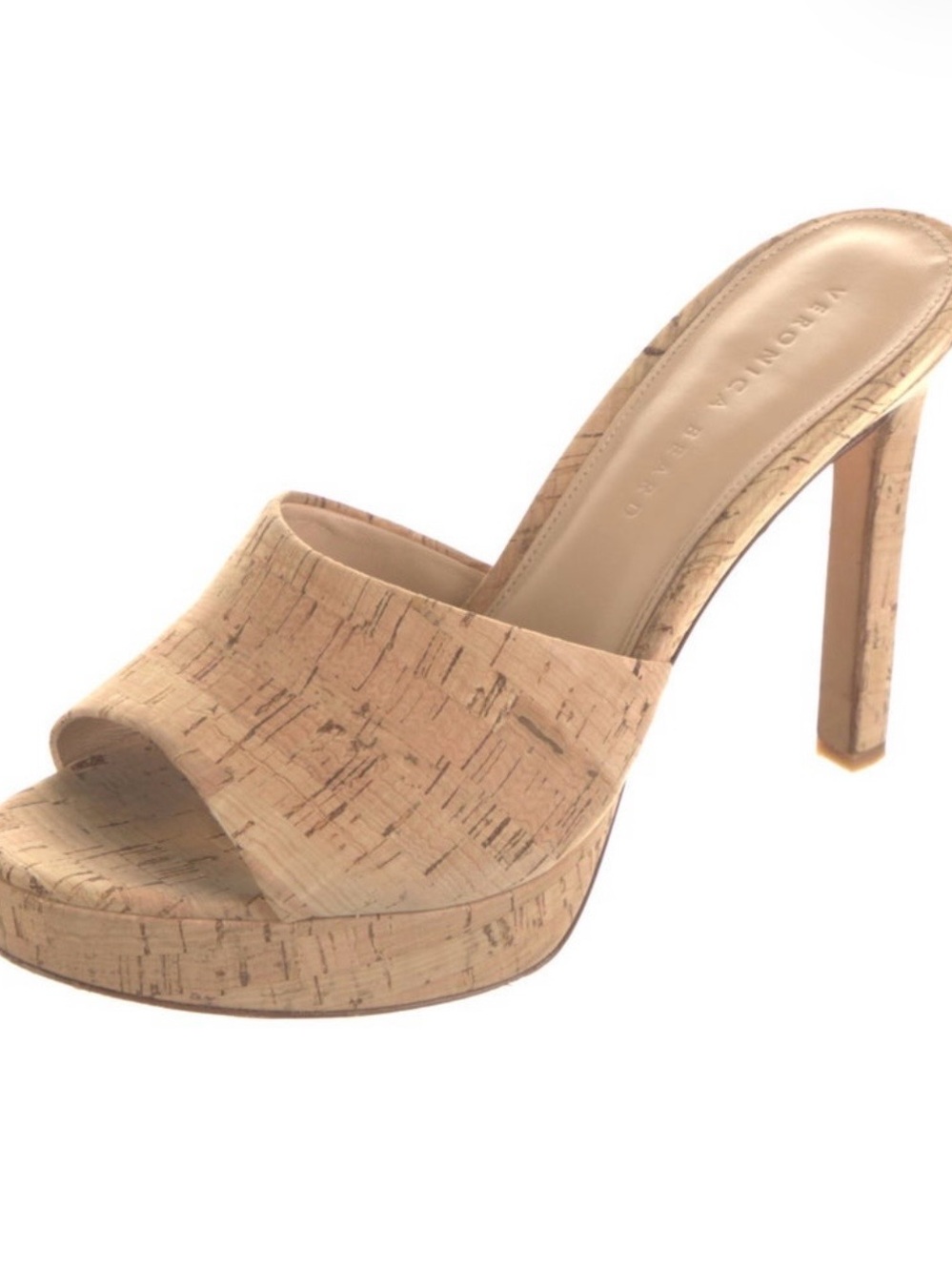 Veronica Beard Cork Platform Open-Toe Mule